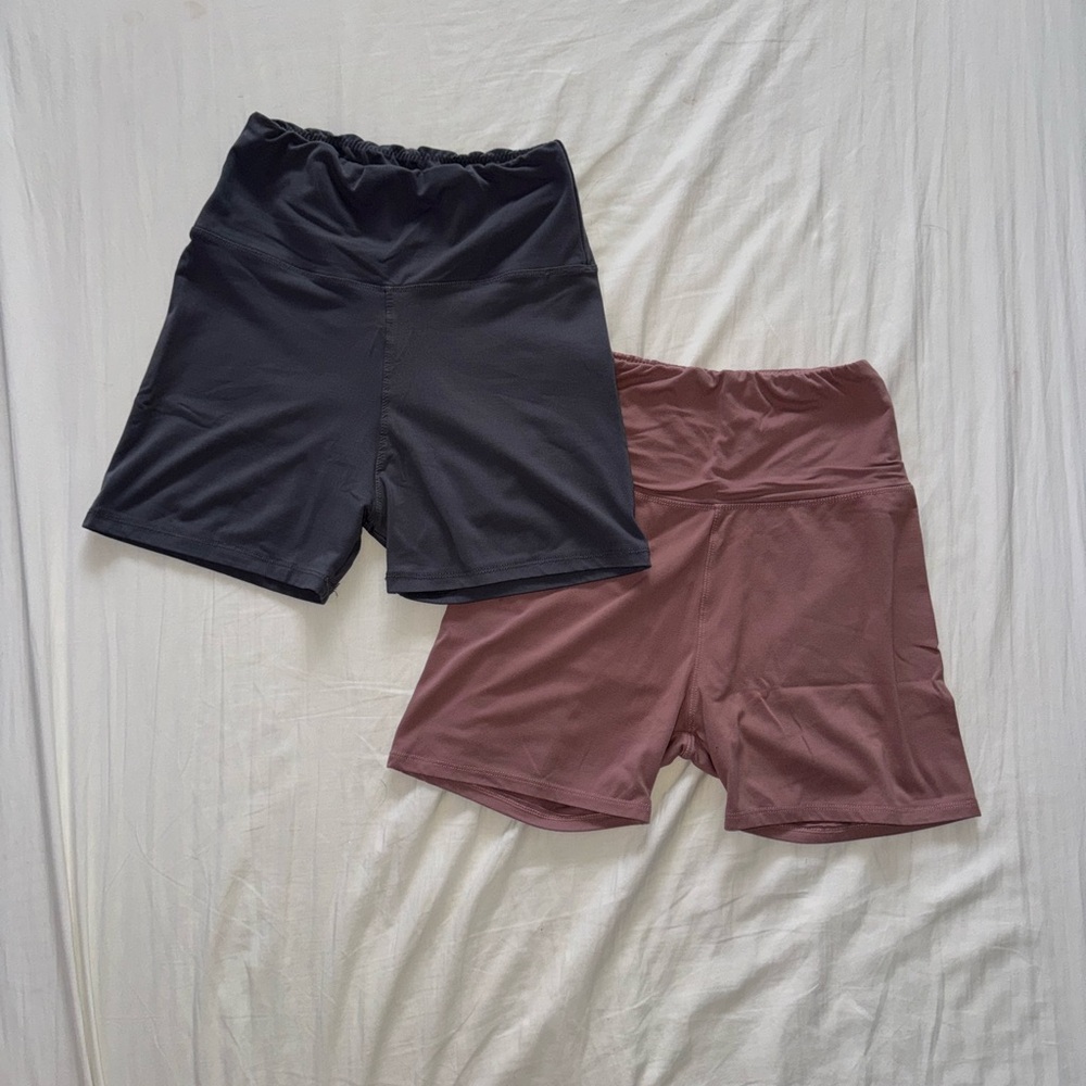 Women's Gray and Pink Biker Shorts